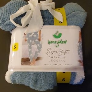 Honeydew chenille leggings light blue & white sm